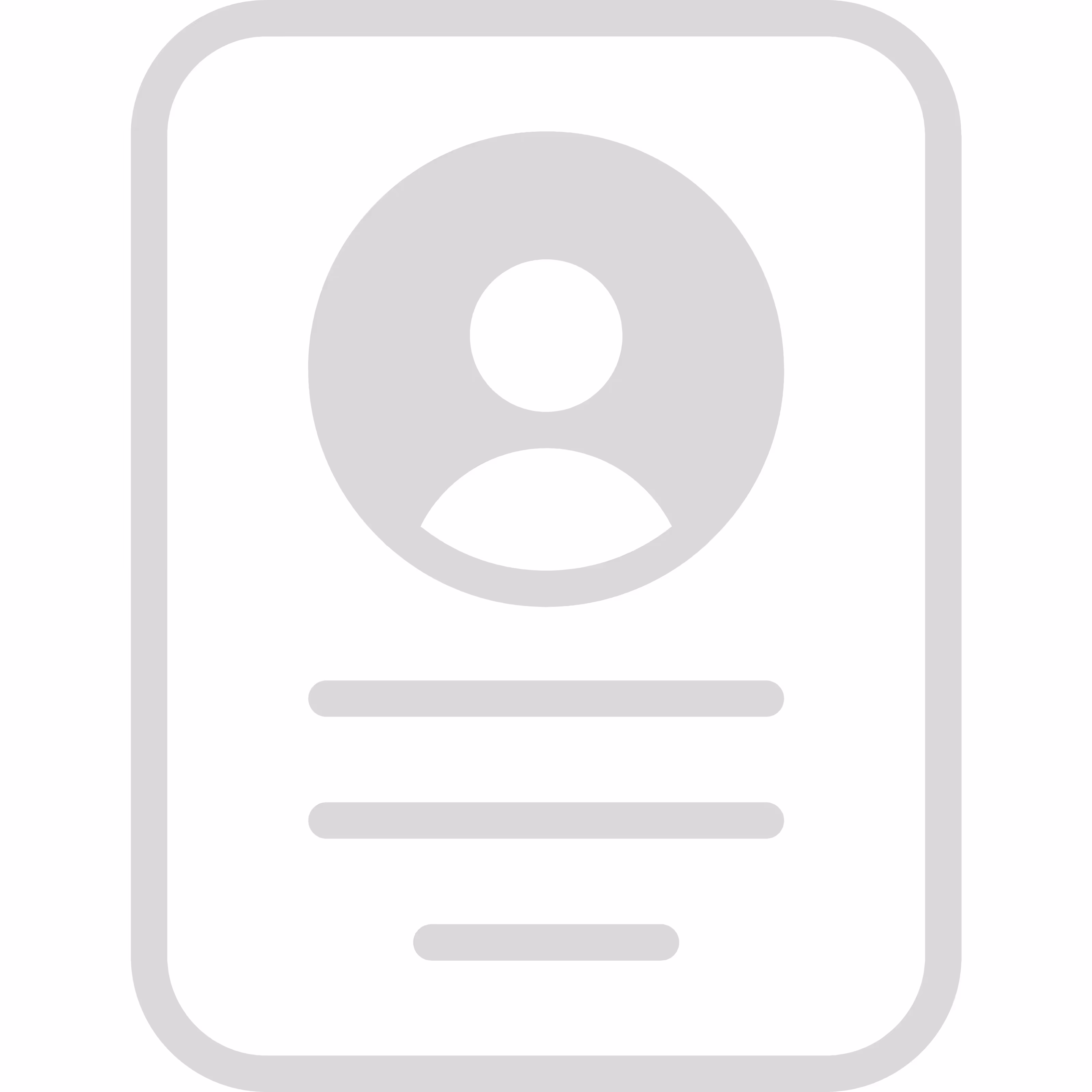 Icône de profil utilisateur avec trois lignes représentant des informations ou du texte sous une photo de profil circulaire grise.