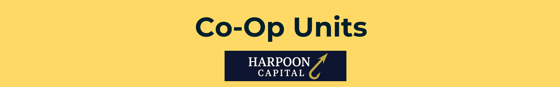 Harpoon Capital header image titled 'Co-Op Units,' identifying cooperative apartments as a sometimes eligible property type for DSCR loans