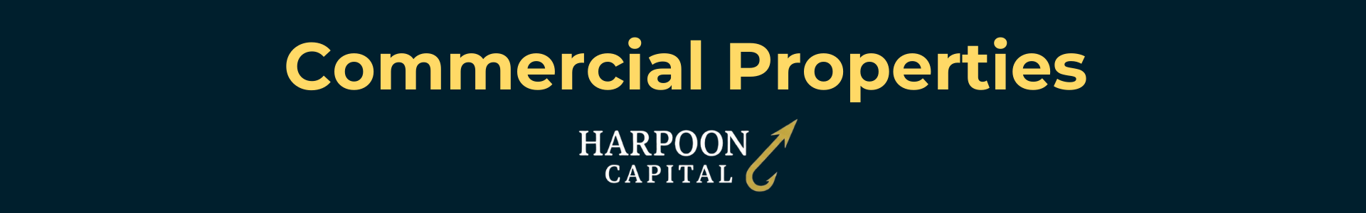 Harpoon Capital header image titled 'Commercial Properties,' identifying retail, office, and industrial buildings as ineligible property types for DSCR loans