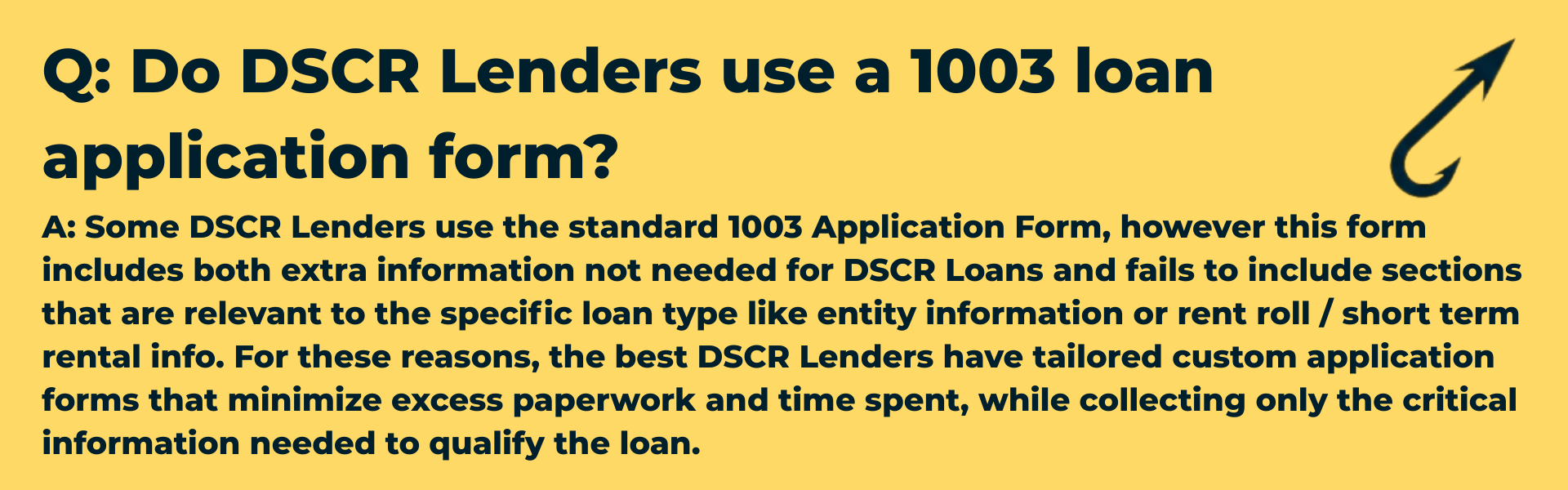 Q&A graphic with the Harpoon Capital logo asking: 'Do DSCR Lenders use a 1003 loan application form?'