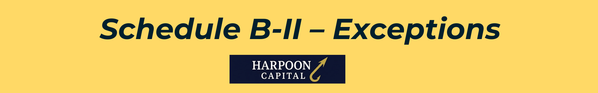 Section header graphic with the text 'Schedule B-II – Requirements', with the Harpoon Capital logo