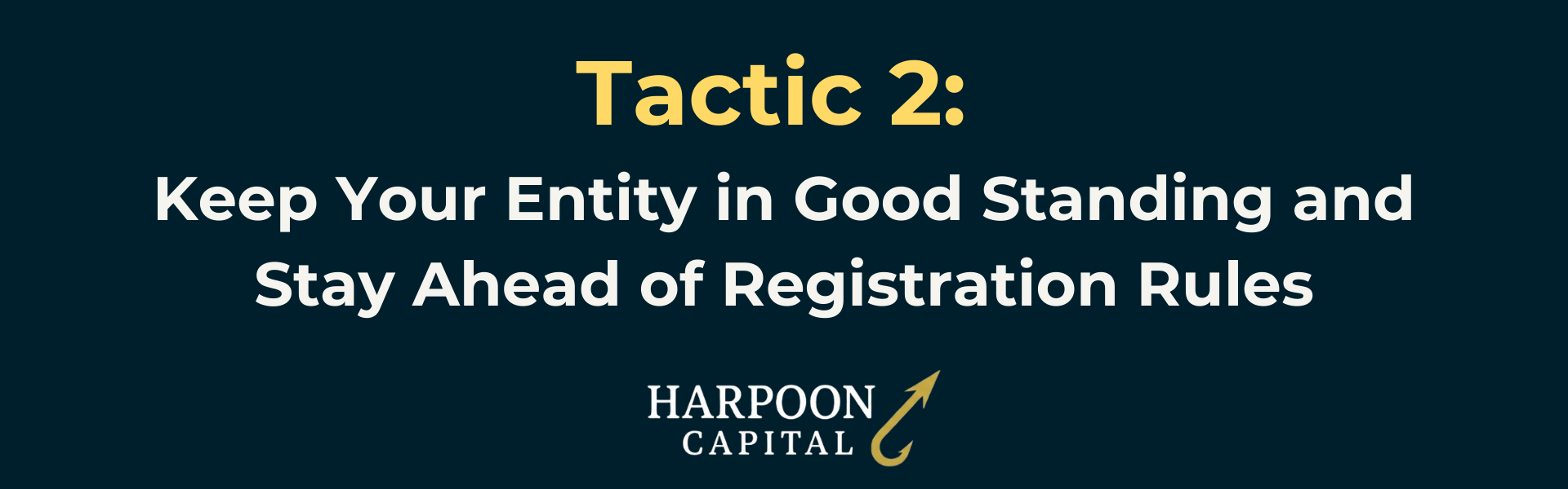 Harpoon Capital Section Header: Tactic 2: Keep Your Entity in Good Standing and Stay Ahead of Registration Rules