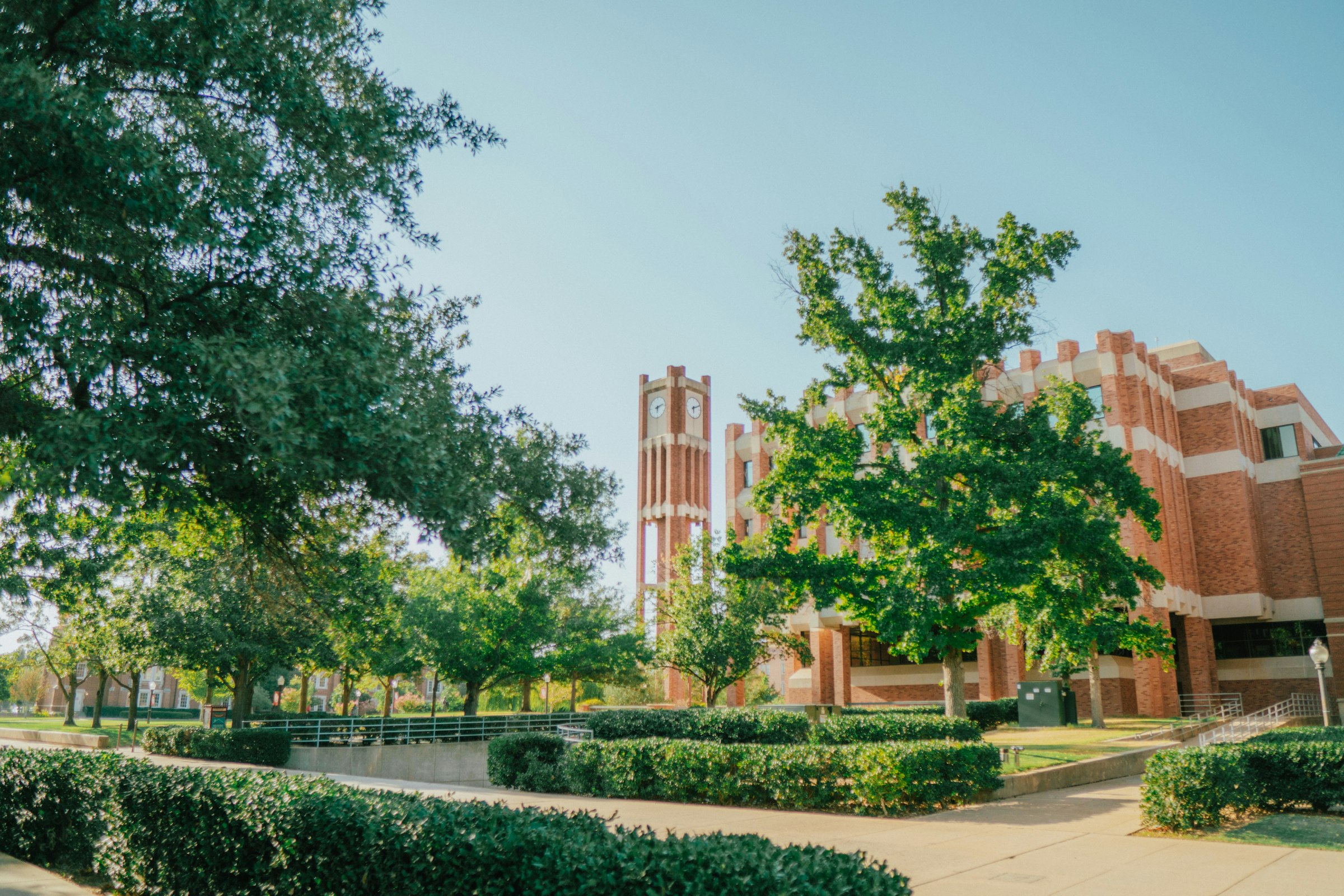 Parrington Oval and clock tower at the University of Oklahoma in Norman, Oklahoma