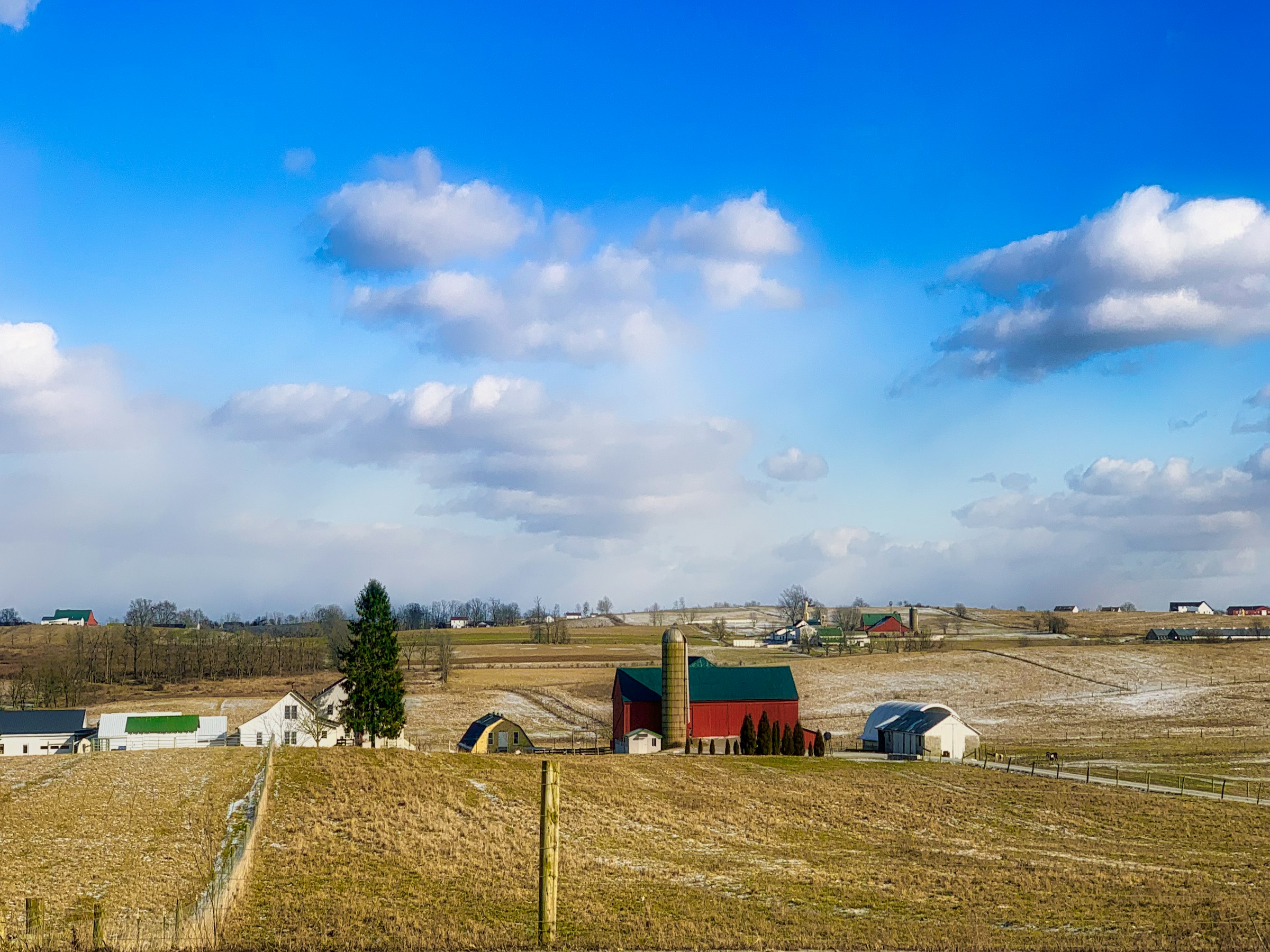 Amish farmland with barn and silo near Berlin, Ohio