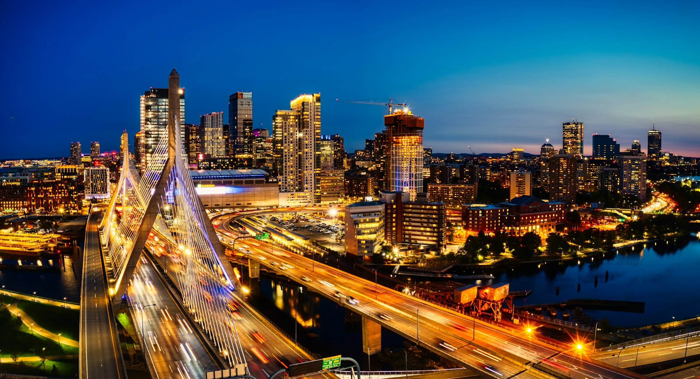 Boston, Massachusetts skyline at dusk