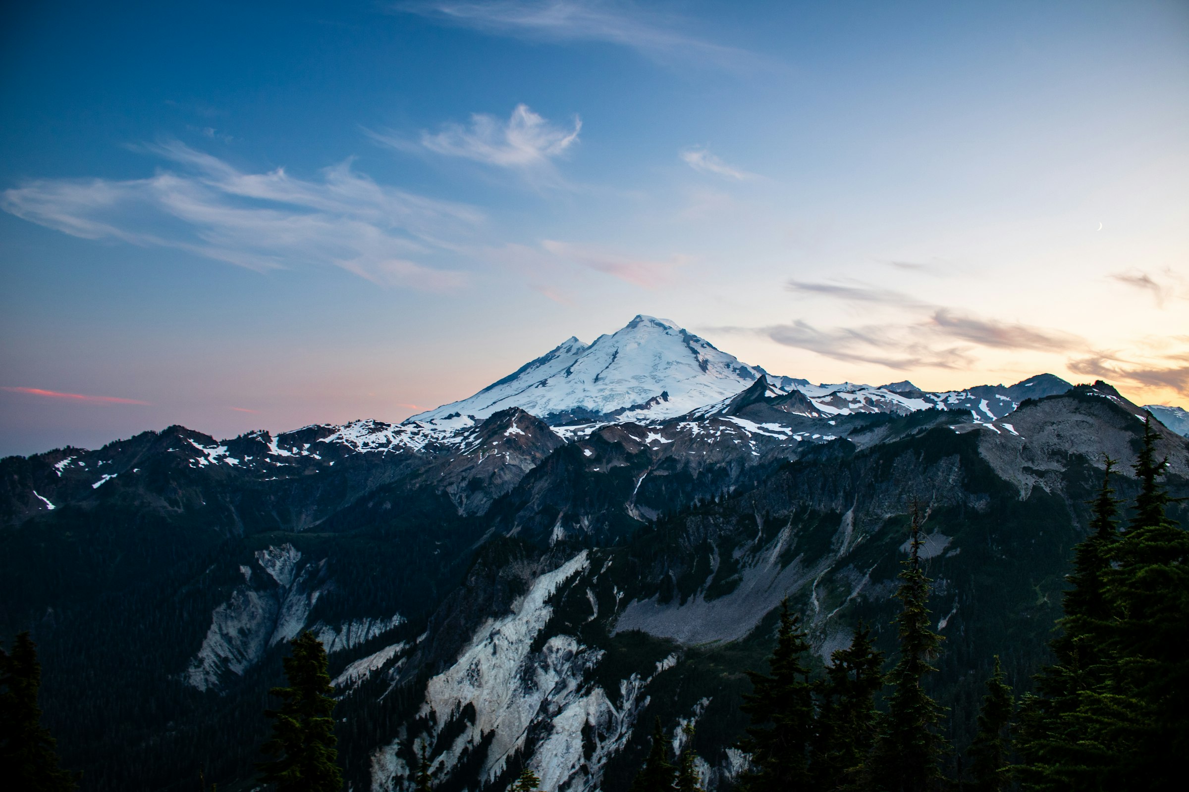 Mount Baker at sunset from Artist Ridge in the Washington Cascades