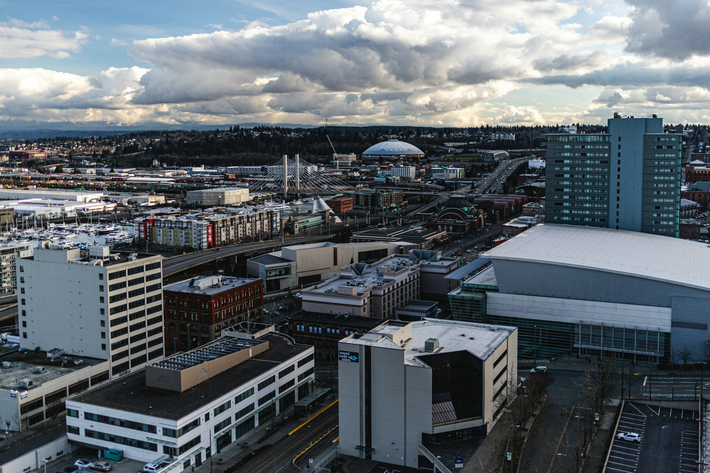 Aerial view of downtown Tacoma, Washington