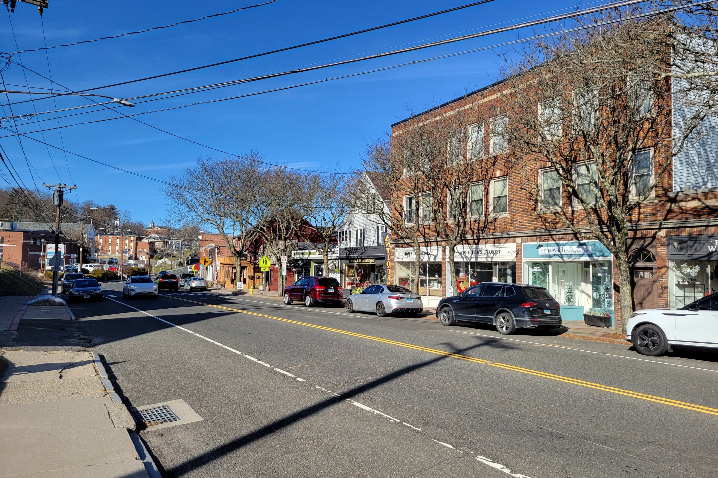 Shops along Main Street in Watertown, Connecticut