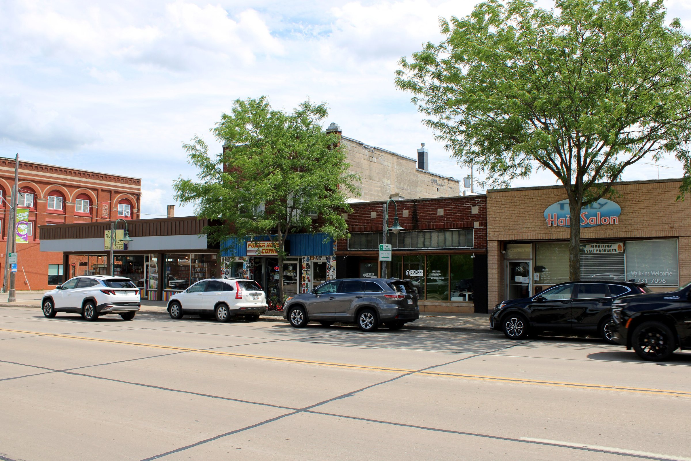 Storefronts along West College Avenue in downtown Appleton, Wisconsin