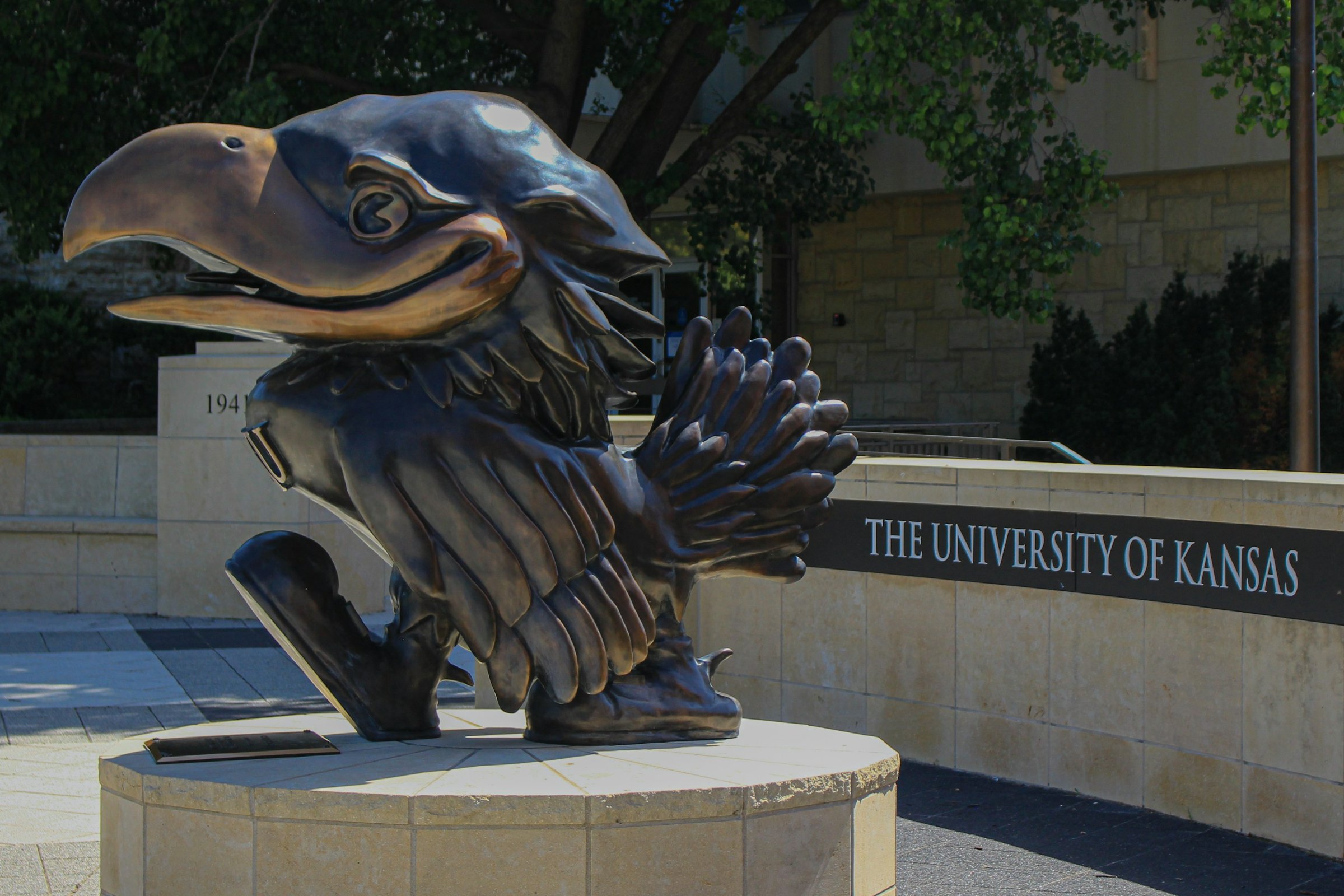 Jayhawk statue on the University of Kansas campus in Lawrence, Kansas