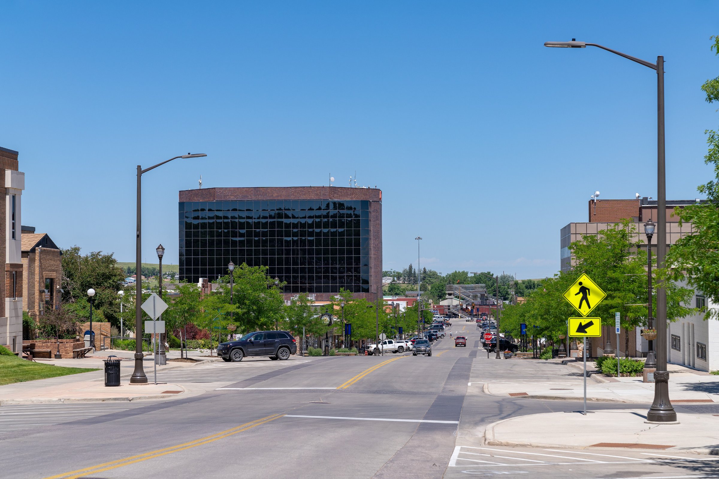 Main street in downtown Gillette, Wyoming in summer