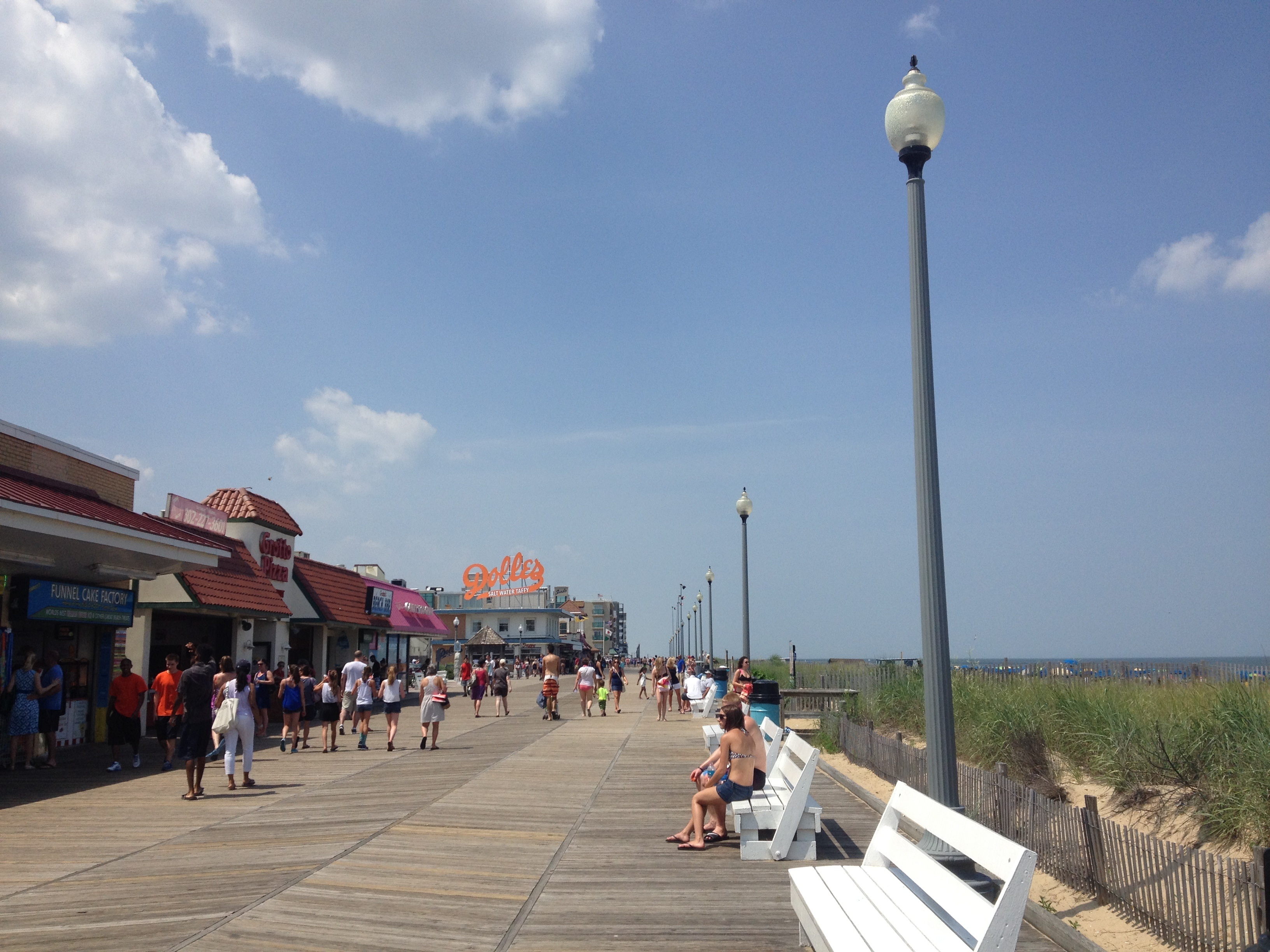 Rehoboth Beach boardwalk looking north toward Rehoboth Avenue, Delaware