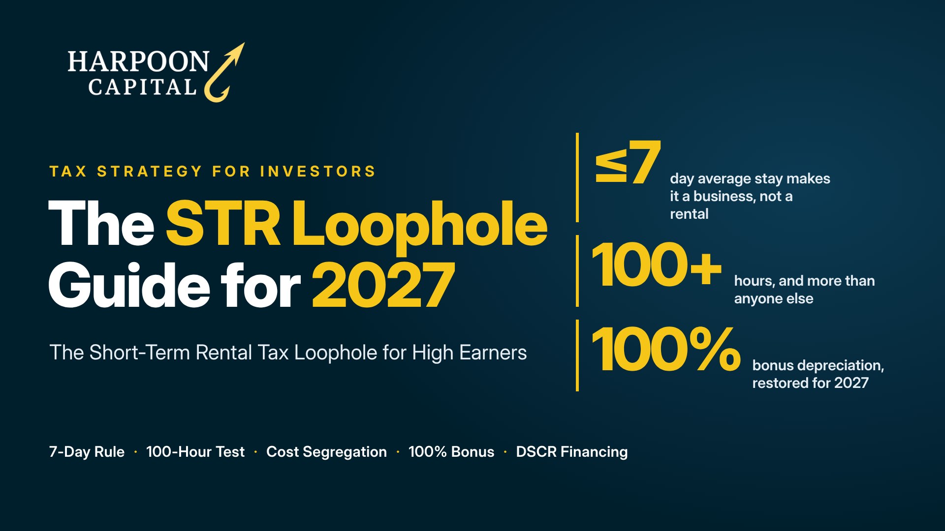 The STR Loophole Guide for 2027 by Harpoon Capital