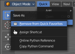 Removing an operator from the Quick menu