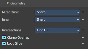Geometry subpanel