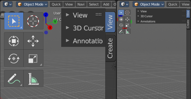 Resize Tool Shelf and Properties content