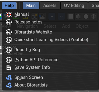 Help Menu