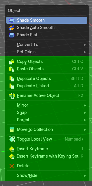 Object Context Menu - All objects