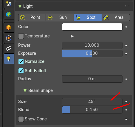 Adjust Spot Light Size