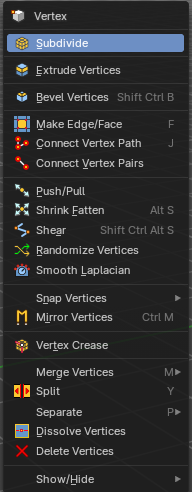 Vertex Context Menu