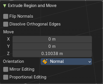 Last Operator Extrude Region and Move