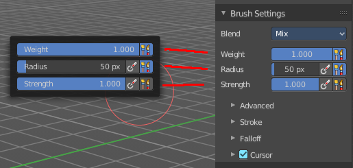 Brushes context menus