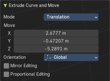 Last operator Extrude Curve and Move