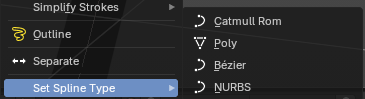 Set Spline Type – Sub Menu
