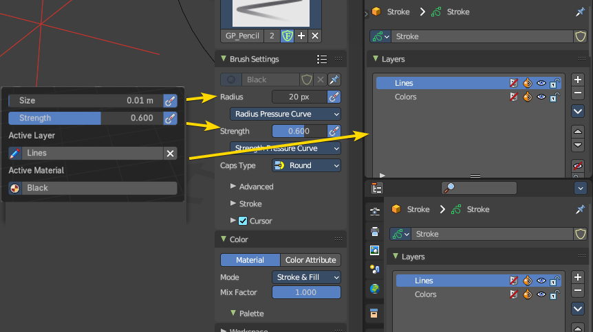 Draw Mode - Brushes Context Menu