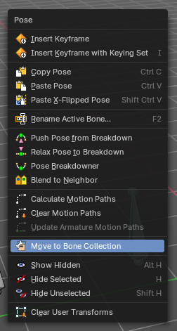 Pose Mode - Pose Context Menu