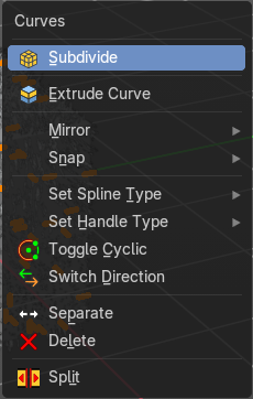 Edit Mode - Curves Context Menu