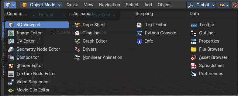 Editortype Menu