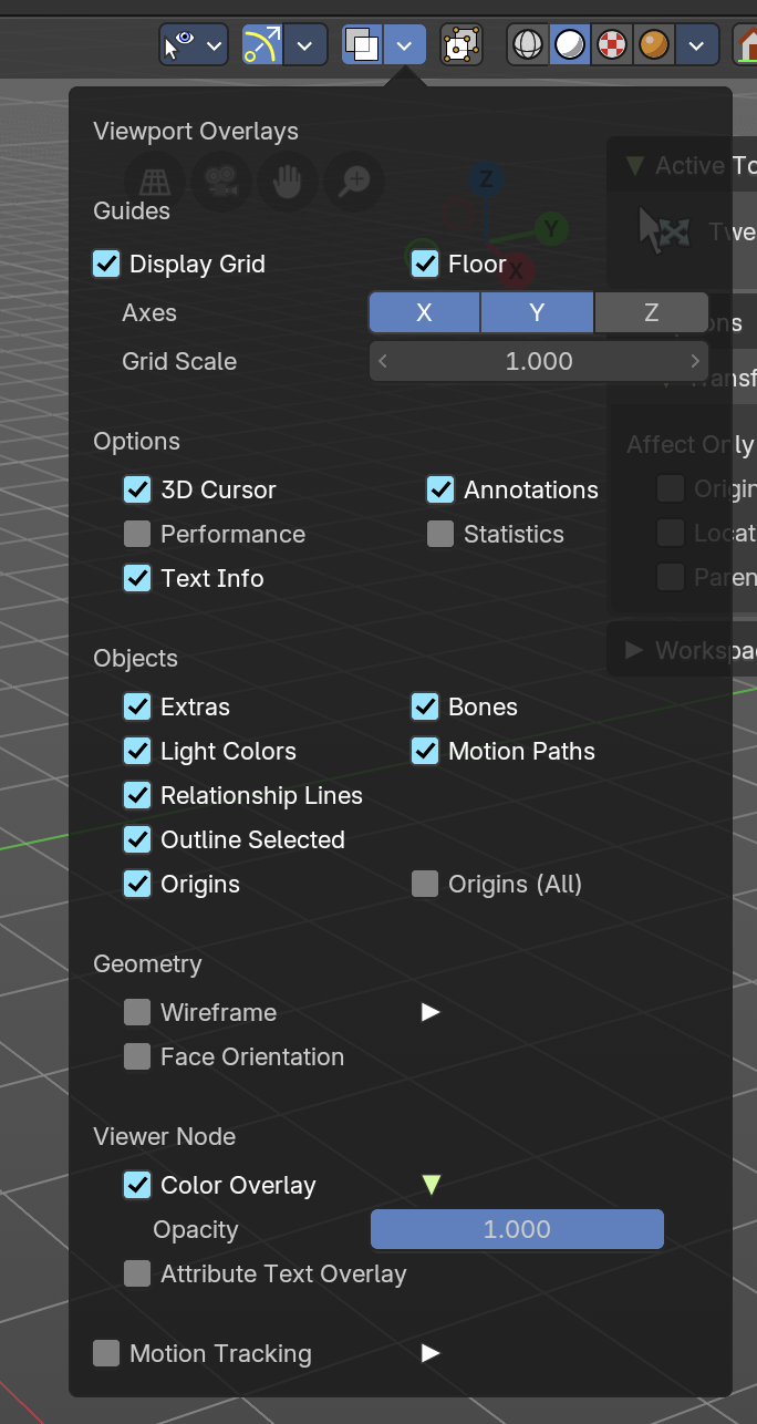 Viewport Overlays - all modes