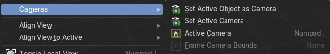 Cameras sub menu
