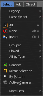 Object Mode - Select menu