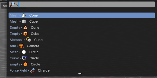 Add menu – Type to Search