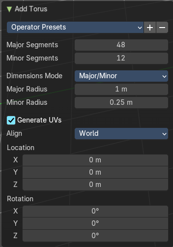 Last Operator Add Torus Panel