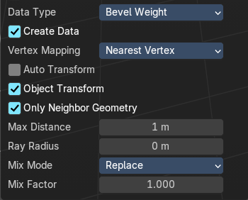 Data type Bevel Weight