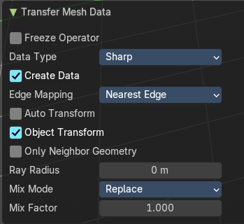 Data type Edge data ( Sharp, UV Seam, Subdivision Crease, Bevel Weight, Freestyle Mark)