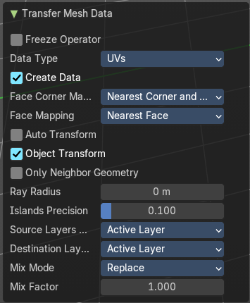 Data type Face Corner Data, UV