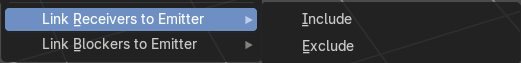 Link Receivers to Emitter sub menu