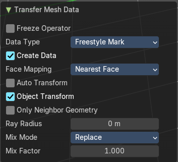 Data type Face Data , (Smooth, Freestyle Mark)