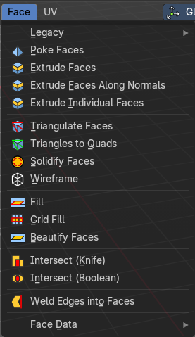Edit Mode - Faces menu