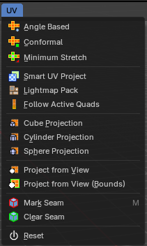 Edit Mode - UV Menu
