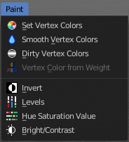 Vertex paint Mode - Paint Menu