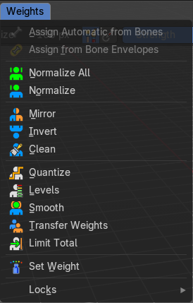 Weight Paint Mode - Weights Menu
