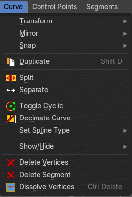 Edit Mode - Curve Menu