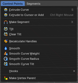 Edit Mode - Control Points menu