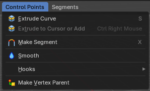 Edit Mode - Control Points menu