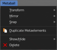 Edit Mode - Metaball Menu